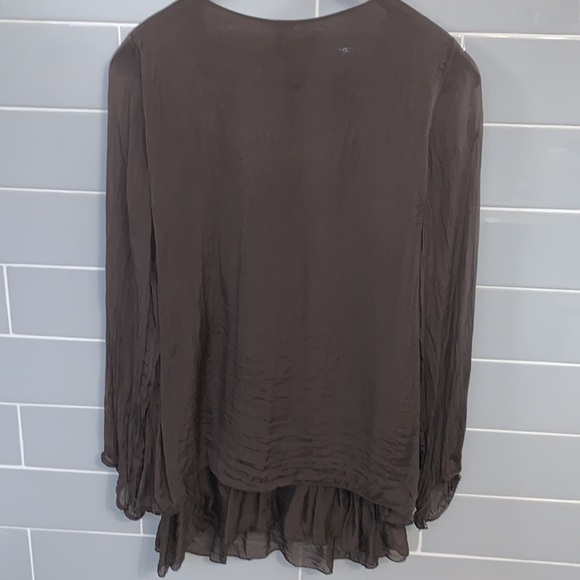 Dark Brown Carla Conti Italian Silk Blouse - Picture 10 of 14